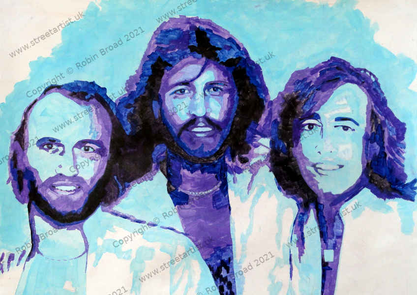 Bee Gees artwork by Robin Broad, artist, Newcastle upon Tyne, UK