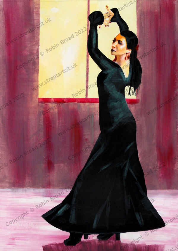 Flamenco Dancer artwork by Robin Broad, artist, Newcastle upon Tyne, UK