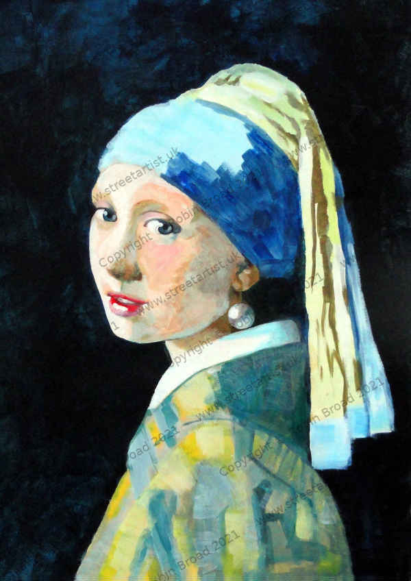 Girl with a Pearl Earring, Vermeer - A study artwork by Robin Broad, artist, Newcastle upon Tyne, UK