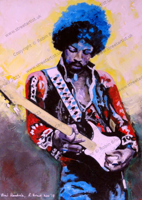 Jimi Hendrix artwork by Robin Broad, artist, Newcastle upon Tyne, UK