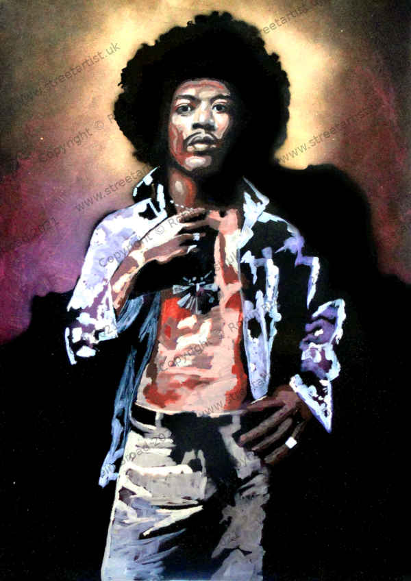 Jimi Hendrix artwork by Robin Broad, artist, Newcastle upon Tyne, UK