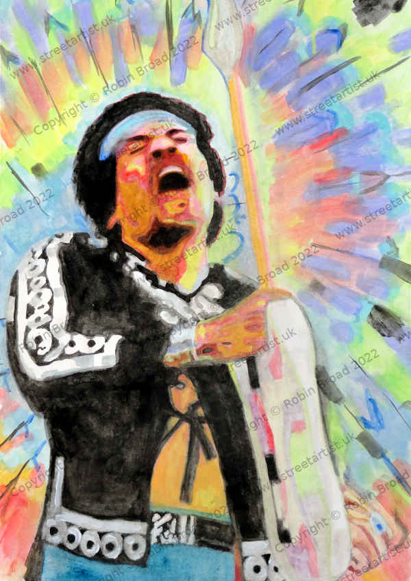 Jimi Hendrix artwork by Robin Broad, artist, Newcastle upon Tyne, UK