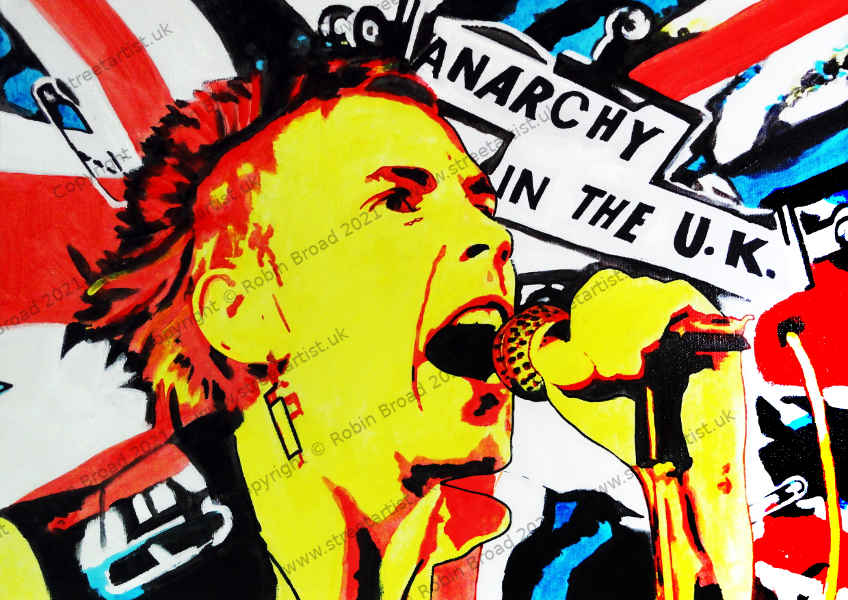 John Lydon, Sex Pistols artwork by Robin Broad, artist, Newcastle upon Tyne, UK