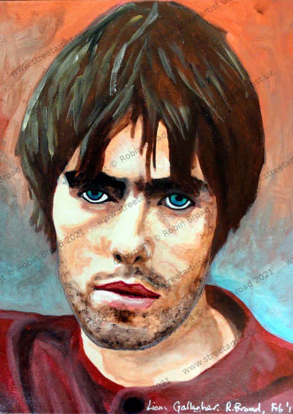 Liam Gallagher, Oasis artwork by Robin Broad, artist, Newcastle upon Tyne, UK