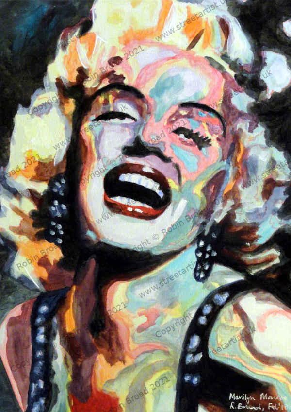 Marilyn Monroe artwork by Robin Broad, artist, Newcastle upon Tyne, UK
