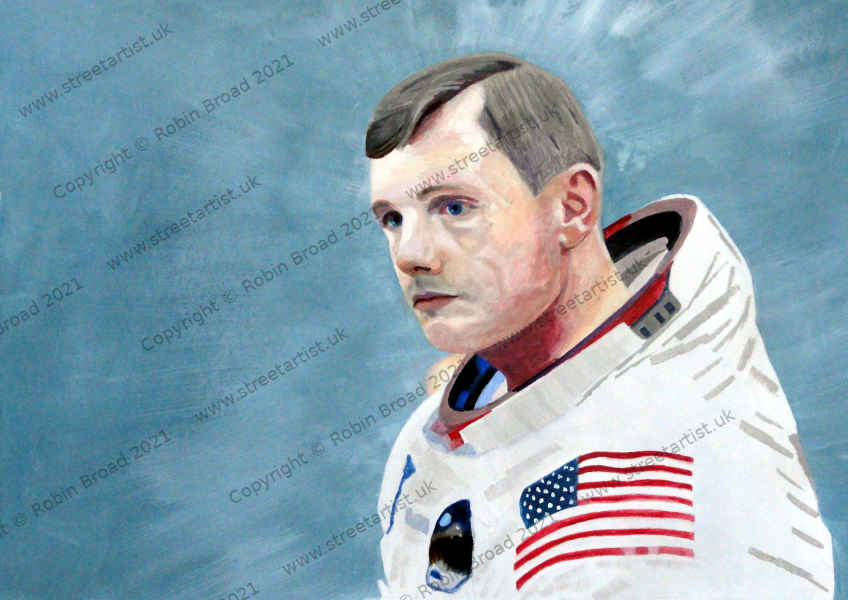 Neil Armstrong artwork by Robin Broad, artist, Newcastle upon Tyne, UK