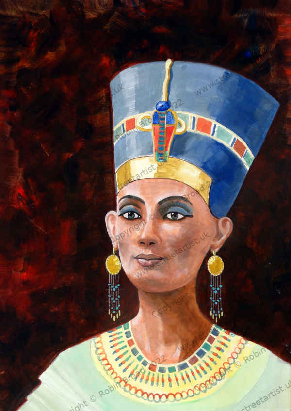 Queen Nefertiti artwork by Robin Broad, artist, Newcastle upon Tyne, UK