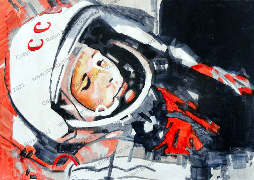 Yuri Gagarin artwork by Robin Broad, artist, Newcastle upon Tyne, UK
