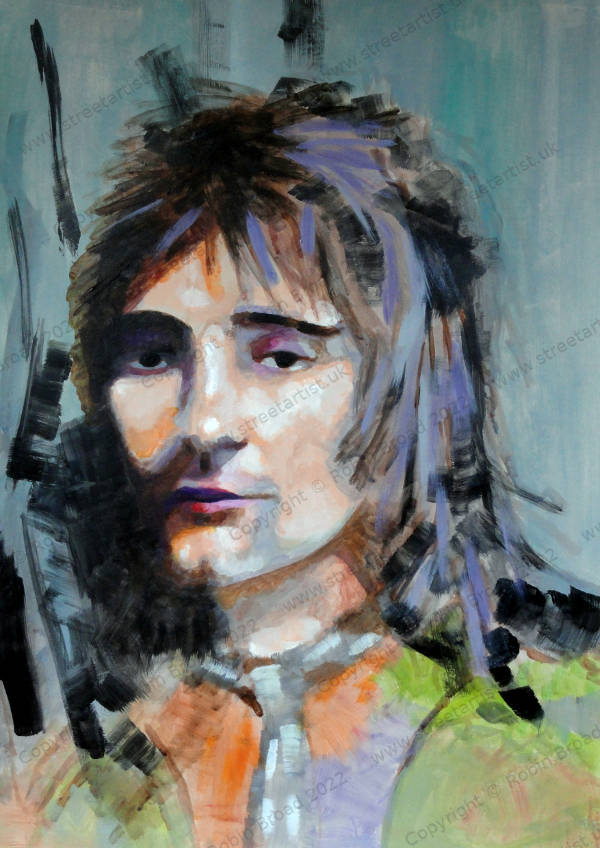 Rod Stewart Portrait by Robin Broad, artist, Newcastle upon Tyne, UK.